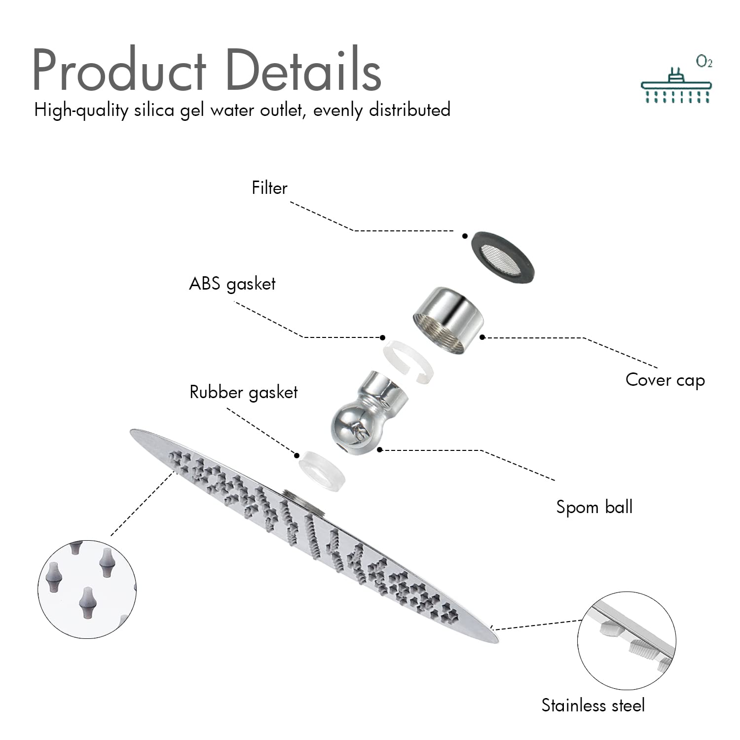 SOLVEX SP-50021 soffione doccia tondo 10 pollici argento