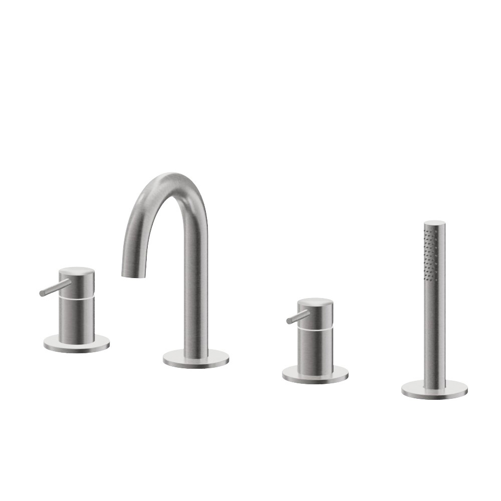 Tubico Nilo gruppo bordo vasca acciaio inox satinato