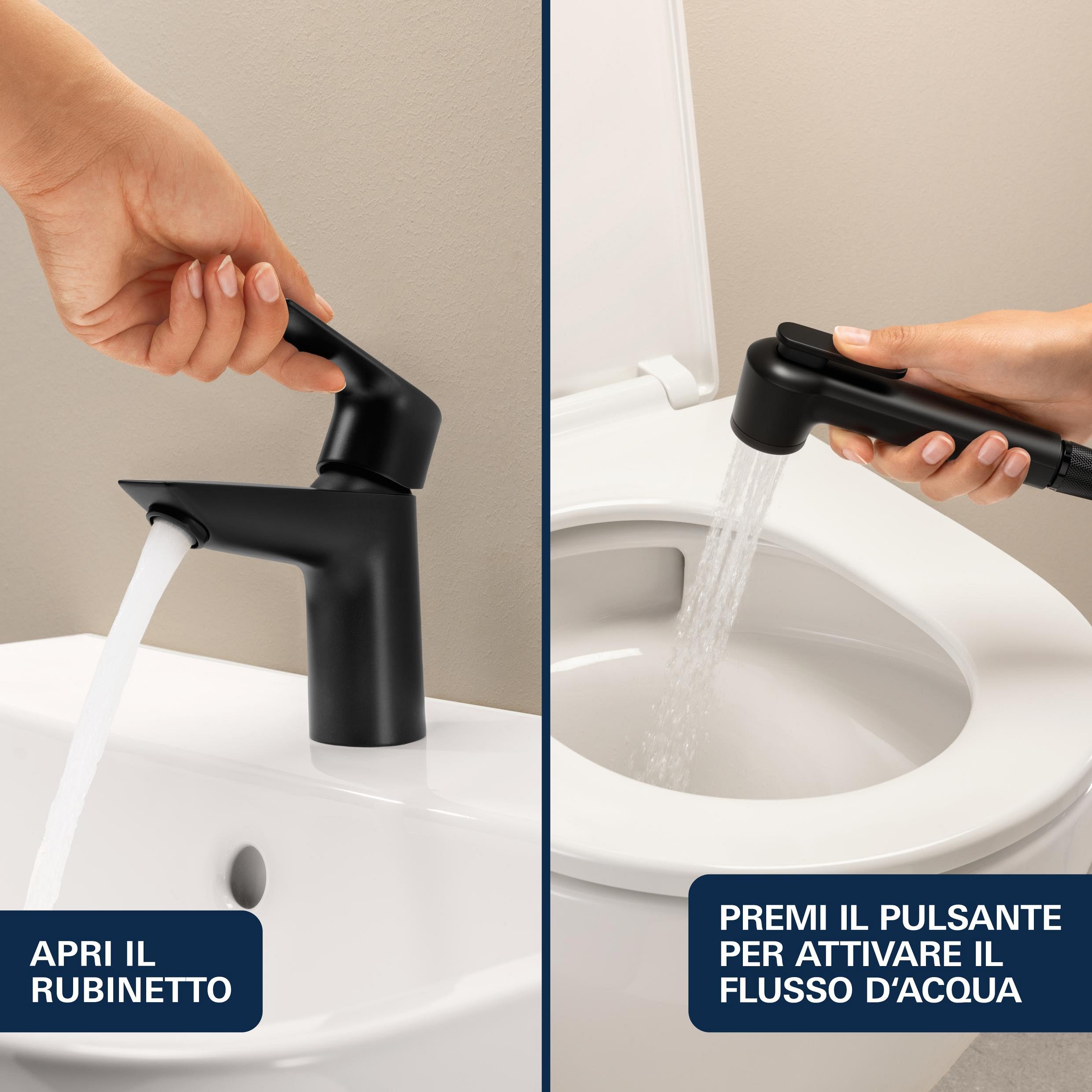 GROHE Start Edge miscelatore lavabo nero opaco con doccetta igienica