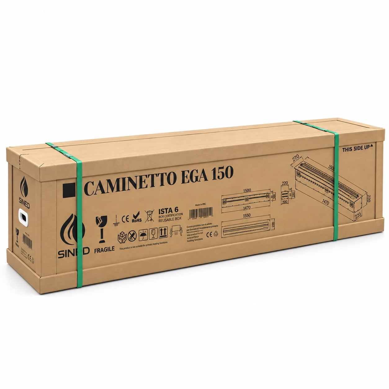 Sined Ega 150 camino elettrico ad acqua nero LED
