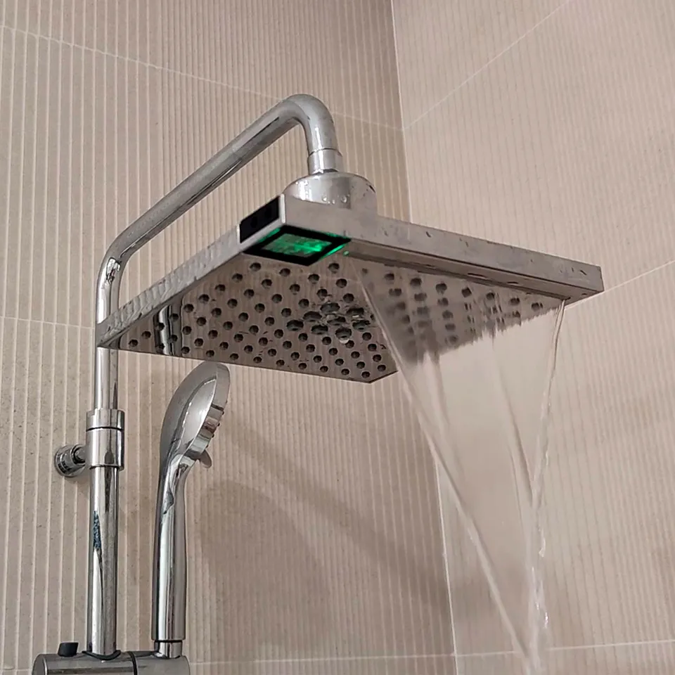 Sined LED 5 Soffione Doccia Quadrato Grigio 3 Getti LED
