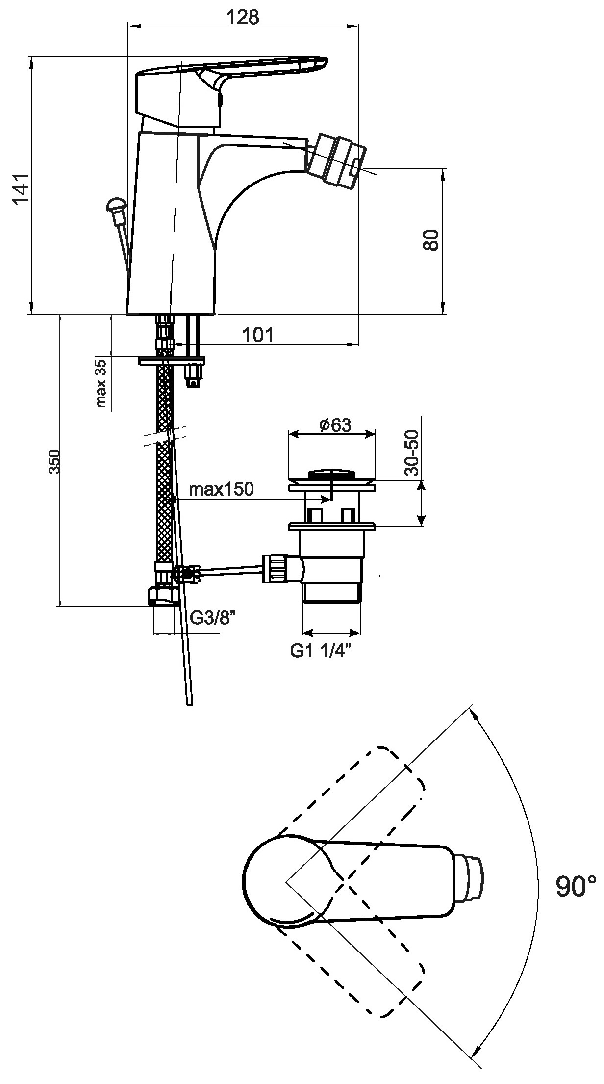 Schmiedl Vido GS39624P miscelatore bidet cerchio