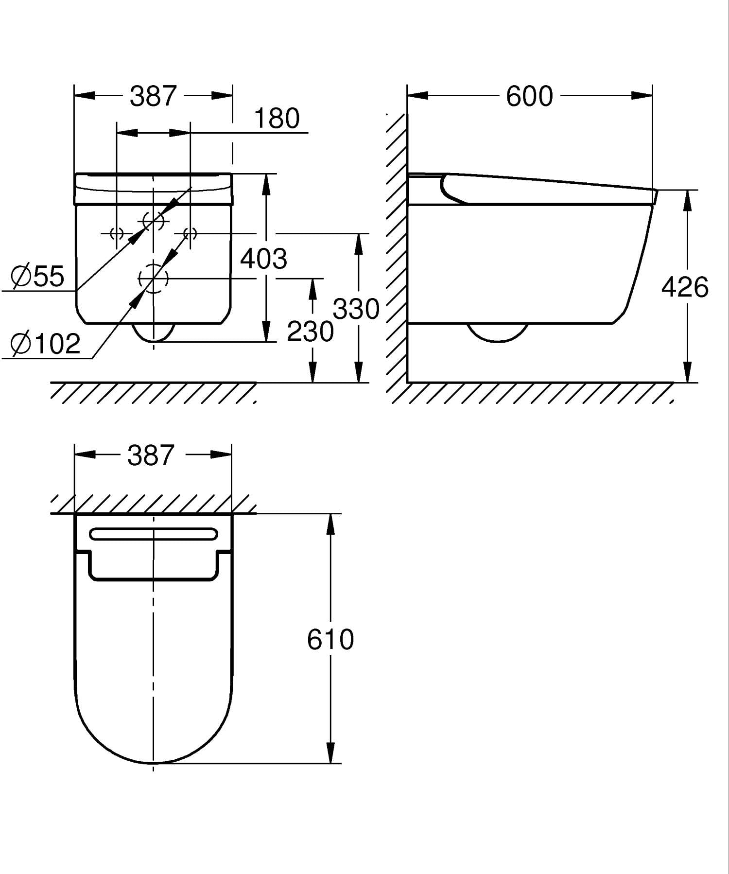 GROHE Sensia 36507SH0 vaso sospeso con bidet doccetta integrata