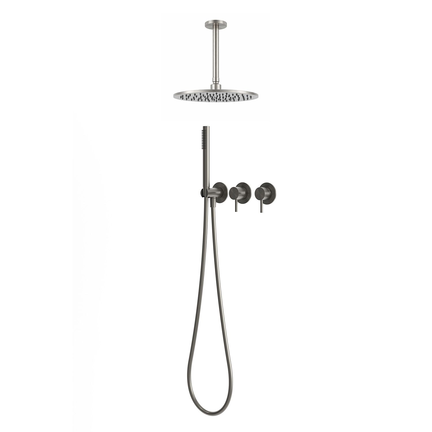 Sined Kit Doccia Soffitto 30 cm Canna Fucile Acciaio