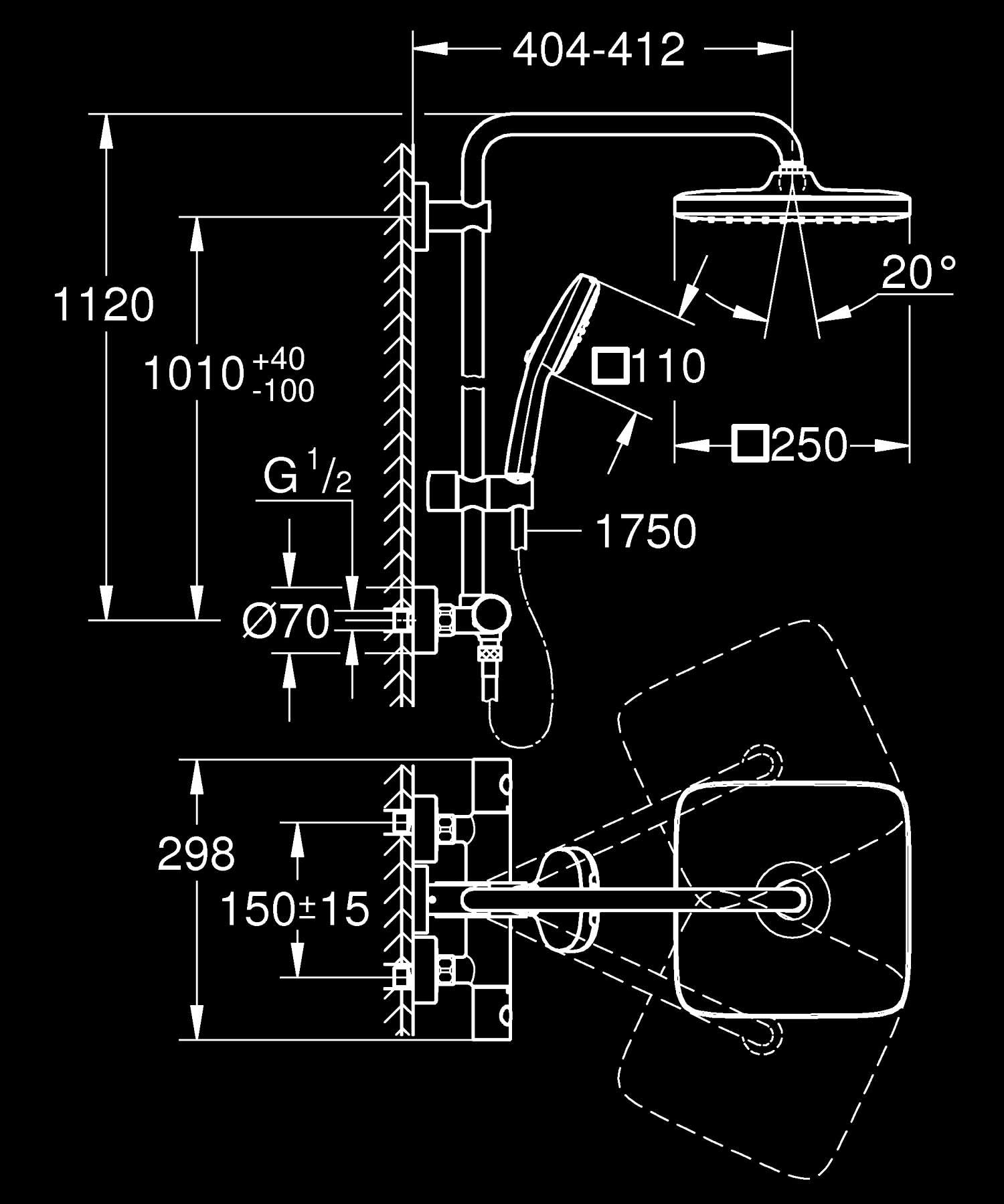 GROHE Vitalio Comfort 250 colonna doccia nero opaco