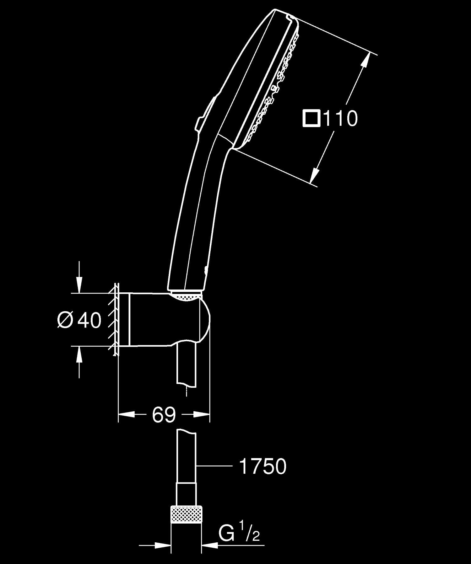 Grohe Vitalio Comfort 263992431 Set Doccia Squadrato Nero