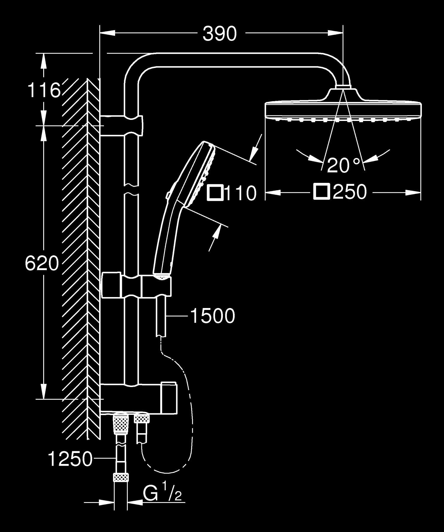Grohe Vitalio Comfort 250 266982431 sistema doccia nero opaco