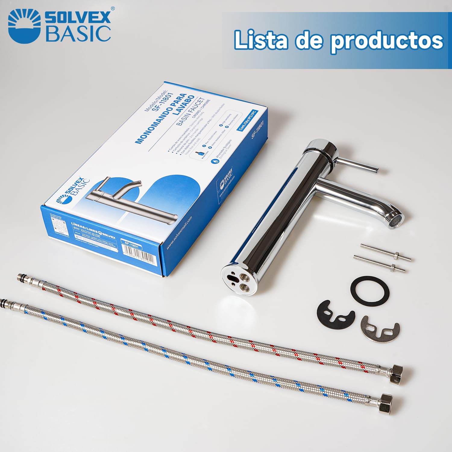 Solvex SF-11801 miscelatore lavabo acciaio cromato