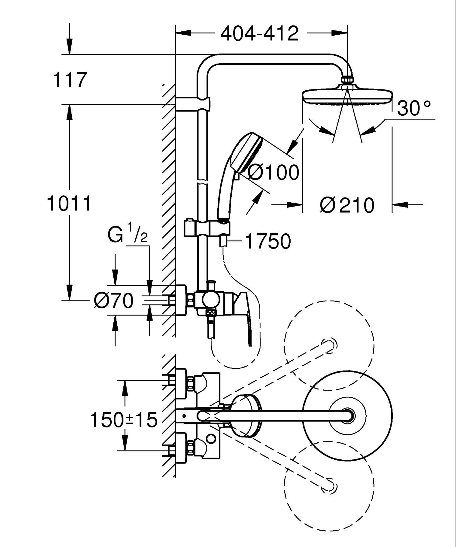 Grohe Tempesta Sistema 210 26224001 colonna doccia cromo